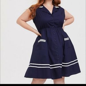 Torrid Navy Sailor Swing Dress Size 1